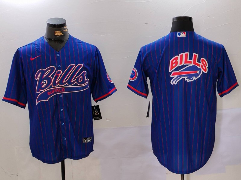Men Buffalo Bills Blank Blue Stripe Joint Name 2024 Nike Limited NFL Jersey style 9102